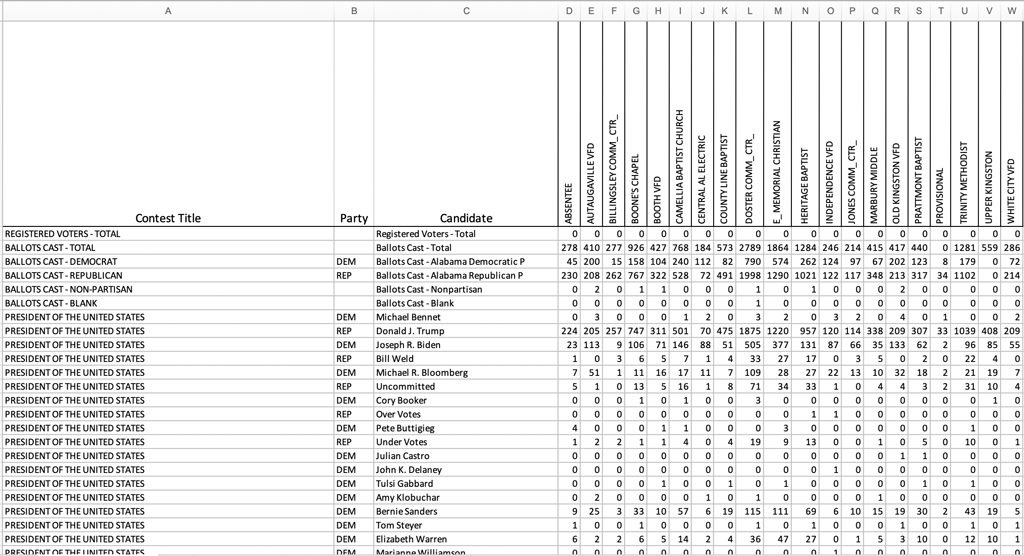 Example of Primary Election Results